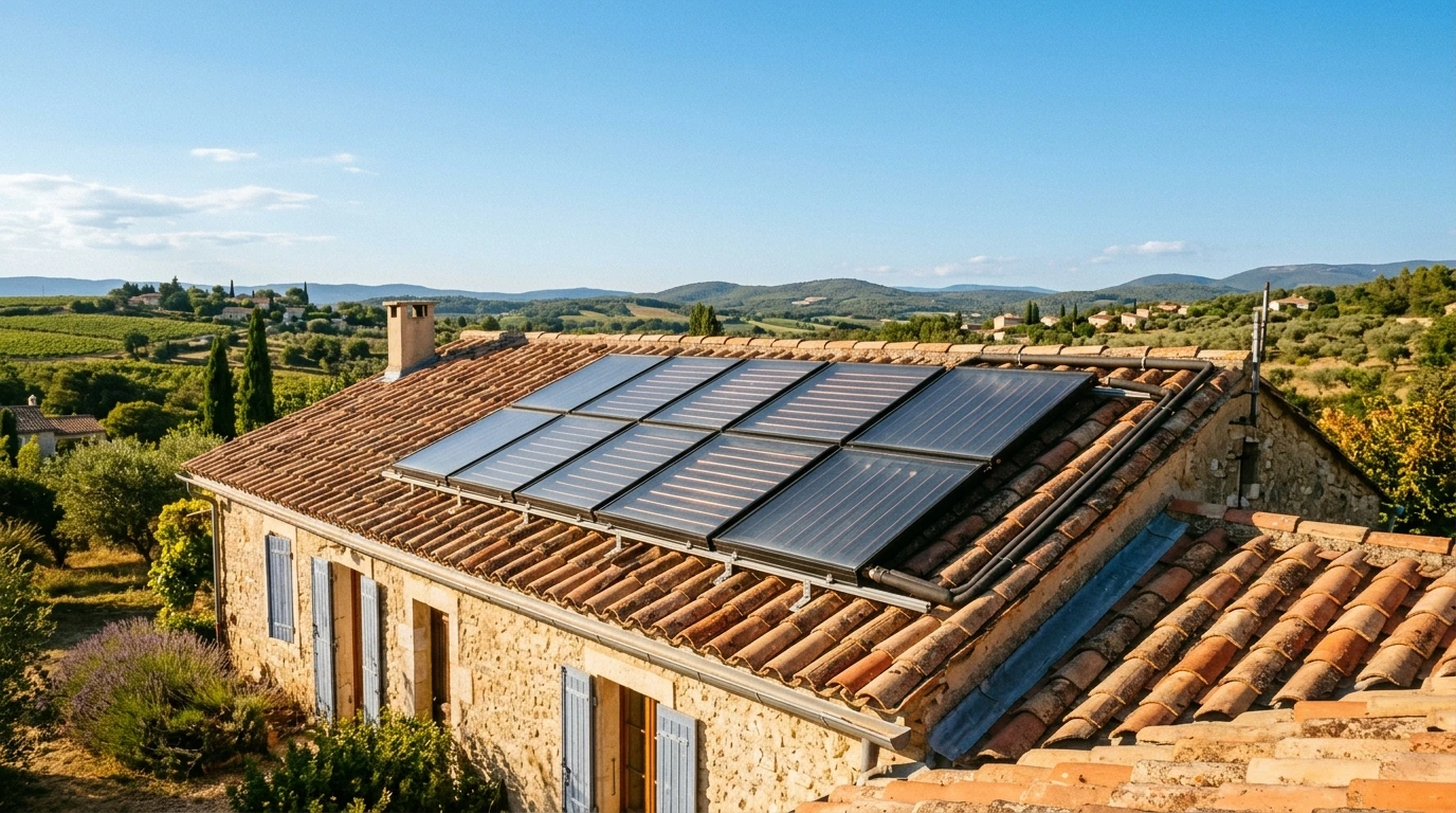Capteurs solaires thermiques sur un toit