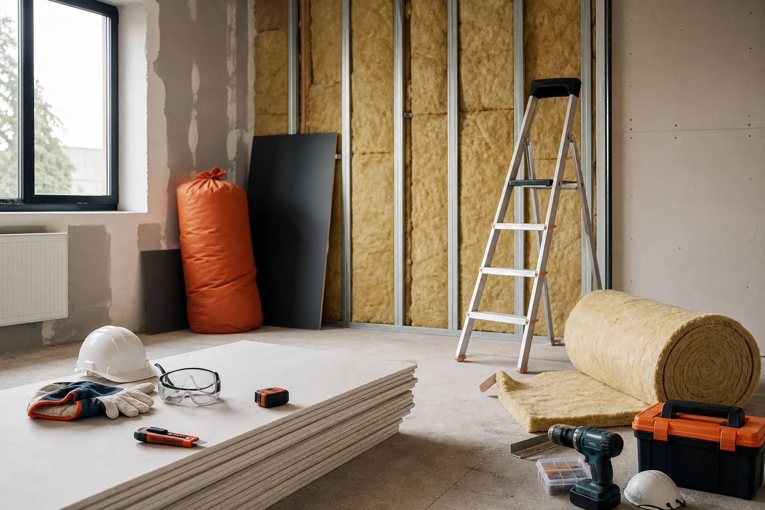 Matériaux isolants et outillage de chantier pour rénovation thermique