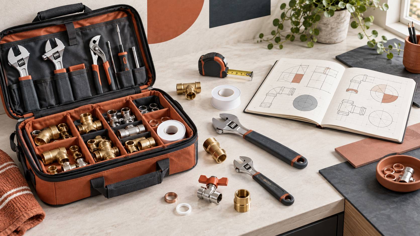 Compteur d'eau domestique et tuyaux de plomberie dans un local technique